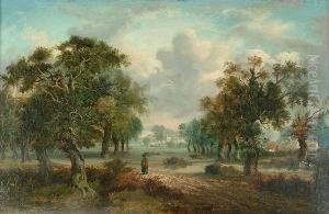 A Figure In A Landscape With A Village Beyond A Figure In A Landscape With A Village Beyond