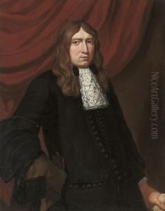 Portrait Of A Gentleman, Half-length, In A Black Coat, Wearing Ahawking Glove Portrait Of A Gentleman, Half-length, In A Black Coat, Wearing Ahawking Glove