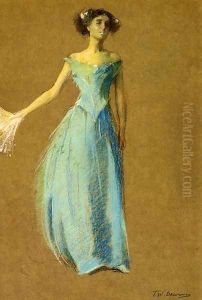 Lady in Blue, Portrait of Annie Lazarus by Thomas Wilmer Dewing