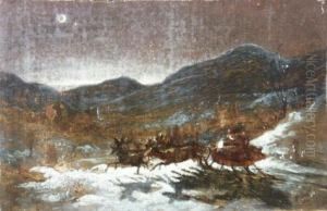 Father Christmas In A Winter Landscape by Thomas Nast