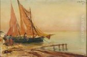 Barque Sur Le Ponton by Louis Nattero
