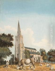 The Church Of Sutton St. Nicholas, Lincolnshire; And Long Suttonchurch, Lincolnshire by John Claude Nattes
