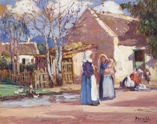 Cottage And Figures - view 1