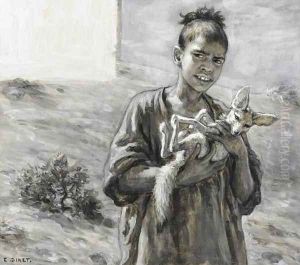 Young Boy with a Fennec (Jeune garcon au fennec) by Alphonse Etienne Dinet