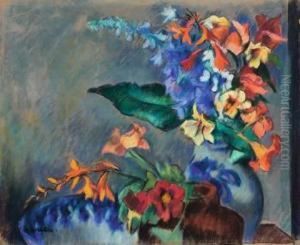 "sommerblumen In Zwei Vasen Mit Westerwalder Schale"