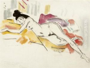 Reclining Female Nude by Heinrich Nauen