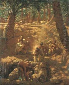 Berbers at an Oasis Well by Alphonse Etienne Dinet