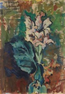 Zwei Gladiolen (in Violetter Vase) by Heinrich Nauen