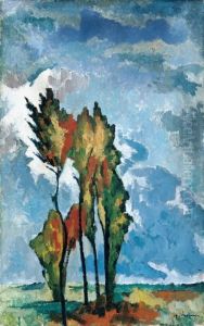 Pappeln (herbstliche Pappeln) by Heinrich Nauen