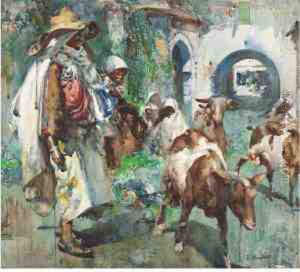 Pastor Con Su Rebano (shepherd With His Herd) by Jose Navarro