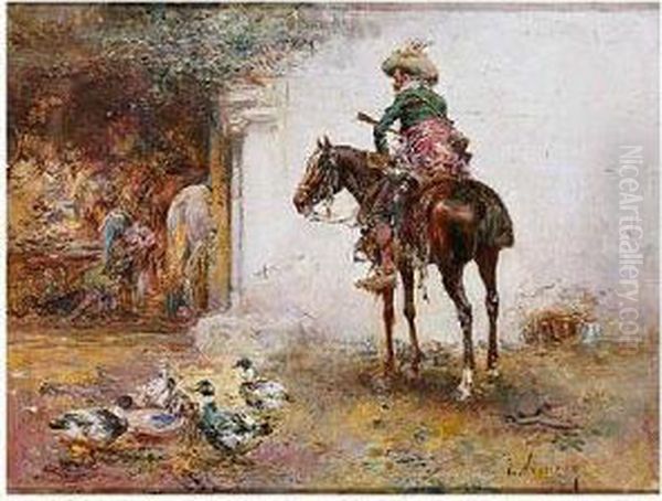 Caballero Llegando A Unafonda - view 1