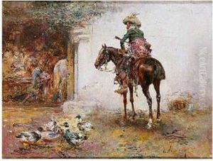 Caballero Llegando A Unafonda by Jose Navarro