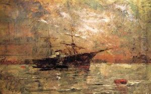 Steamer at Anchor, Twilight, Venice by Frank Duveneck