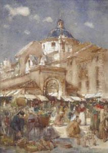 Busy Market Scene by Jose Navarro