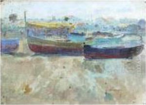 Barcas En La Playa (boats On The Beach) by Jose Navarro