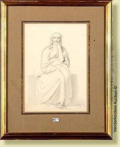 Jeunefemme Assise, Crayon Sur Papier by Francois-Joseph Navez
