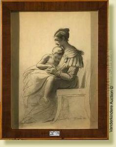Maternite, Crayon Et Fusain Sur
Papier. Signe En Bas Adroite F.j. Navez Et Date 1842. Ecole Belge. Dim.:
31x23cm by Francois-Joseph Navez