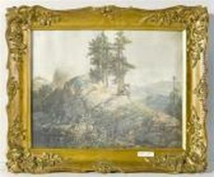 Reisigsammlerin In Gebirgslandschaft. by Josef Navratil