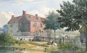 The Exterior Of A Farmhouse At
Holbrook, Ipswich, Suffolk; And Aview Of The Interior Of The Kitchen by J. P. Neale