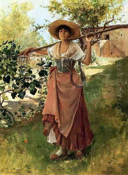 Italian Girl with Rake - view 1