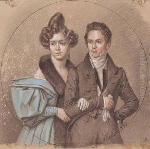 Junges Paar In Eleganterbekleidung by Johann Michael Neder