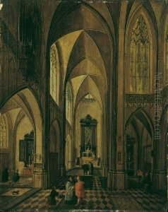 Kircheninterieur Mit Reicher Figurenstaffage. by Peeter, the Elder Neeffs
