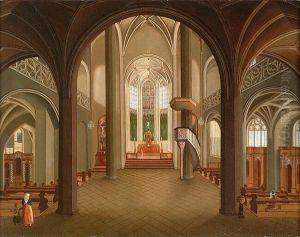 Figures In A Church Interior by Peeter, the Elder Neeffs