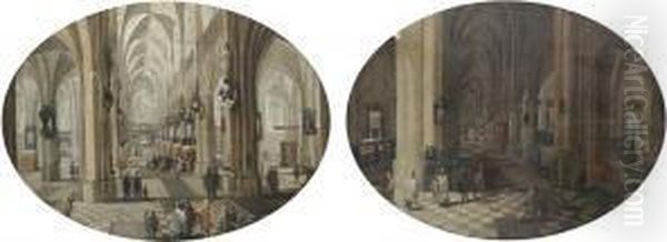The Interior Of Antwerp Cathedral By Day; And The Interior Ofantwerp Cathedral By Night - view 1