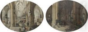 The Interior Of Antwerp Cathedral By Day; And The Interior Ofantwerp Cathedral By Night by Pieter Neefs The Elder, Frans The Younger Francken