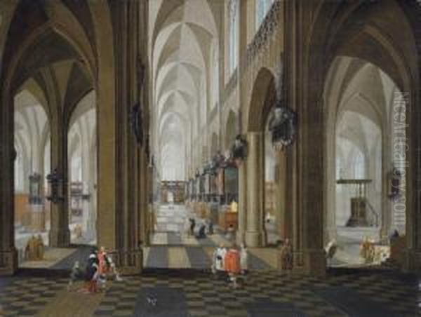 A Church Interior With Elegant Company In The Nave And Aisle - view 1