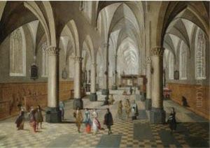 A Cathedral Interior With Figures
