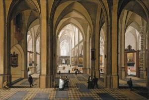 The Interior Of A Gothic Church With Elegant Company