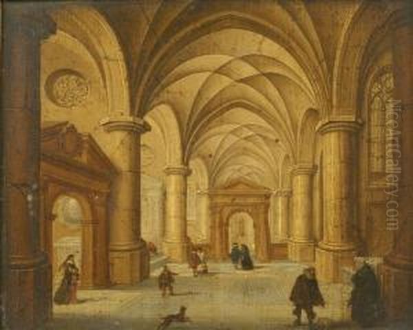 Church Interior With Figures And Dogs - view 1