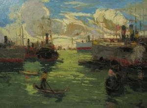 Vapoare In Port by Rudolf Negely
