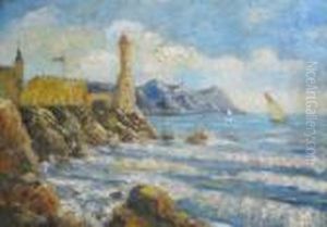 Fort At The Sea Shore by Rudolf Negely