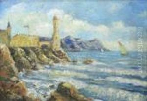 Castle At The Sea Shore by Rudolf Negely