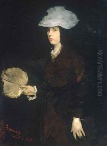 Lady with Fan 1873 by Frank Duveneck