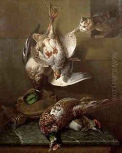 A Cat Attacking Dead Game by Alexandre-Francois Desportes