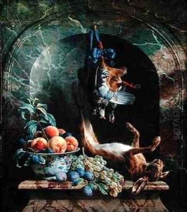 Still Life with Dead Game in a Marble Niche by Alexandre-Francois Desportes
