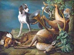 Still Life of Dead Game with Hounds by Alexandre-Francois Desportes
