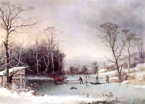 Winter in the Country, Getting ice by George Henry Durrie