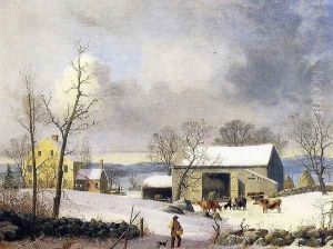 Winter in the Country, Farmyard by George Henry Durrie