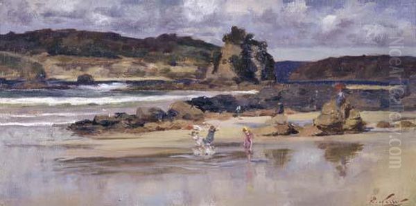 Beach Scene, Children Paddling - view 1