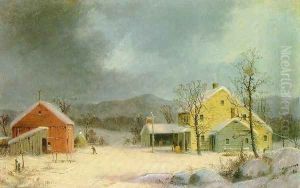 Yellow Farmhouse in Winter by George Henry Durrie