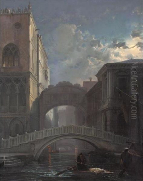 Seufzerbrucke Im Mondlicht, Venedig (the Bridge Of Sighs By Moonlight) by Friedrich Nerly