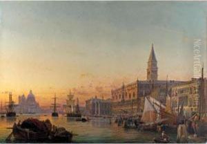 The Grand Canal And The Santa Maria Della Salute by Friedrich Nerly