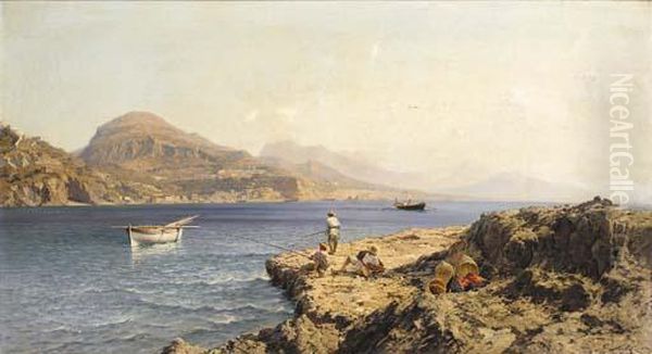 Fishermen On A Rocky Island Off Capri - view 1