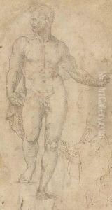 A Standing Nude With Subsidiary Studies Of A Male Head In Profile And A Bishop ( by Bartolomeo Neroni