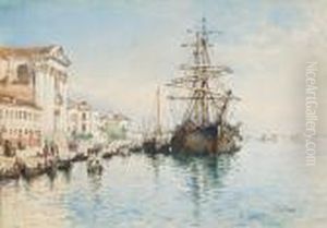 Tall Ship On The Grand Canal, Venice by Frances E. Nesbitt