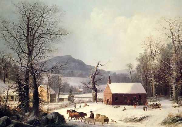 Red School House, Winter - view 1